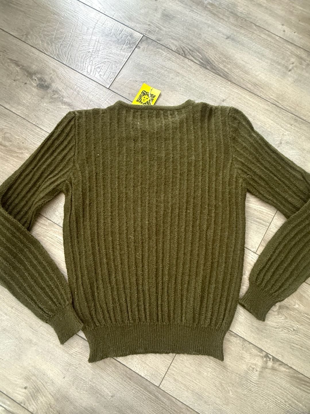 Vintage Anne Klein Vintage Made In Italy Green Mohair Blend Ribbed Knit Sweater 8