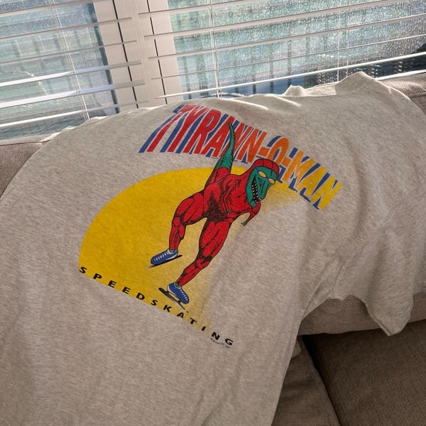Vintage 1997 Fruit of the Loom Lofteez Tyrann-O-Man Speed Skating 