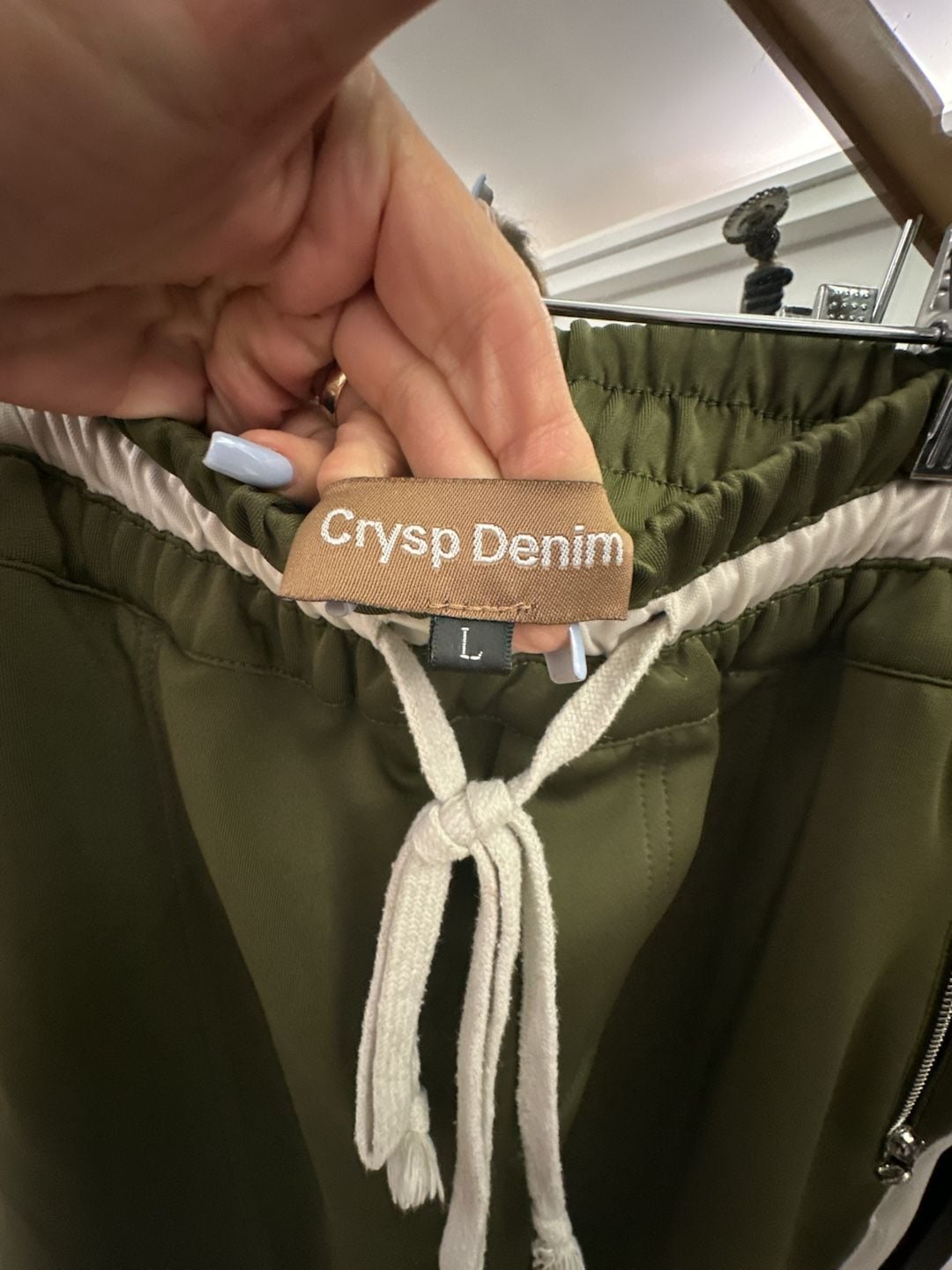 Crysp Denim Olive Green Side Stripe Track Pants Size L 4
