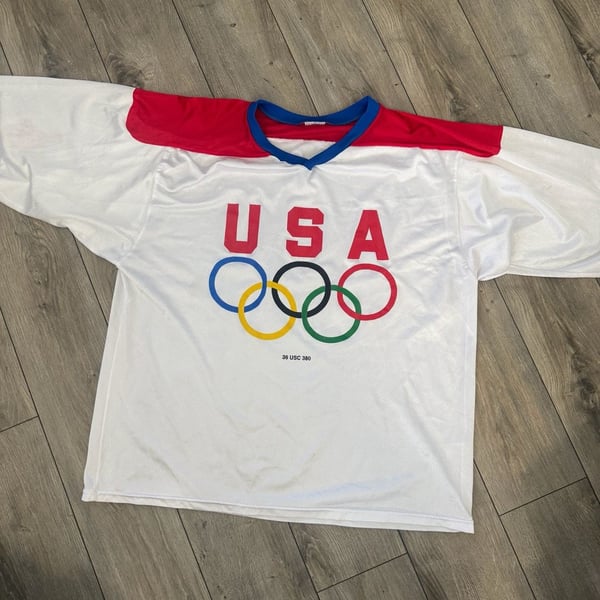 Vintage 90s USA Olympics General Mills Promo White Mesh Hockey Jersey