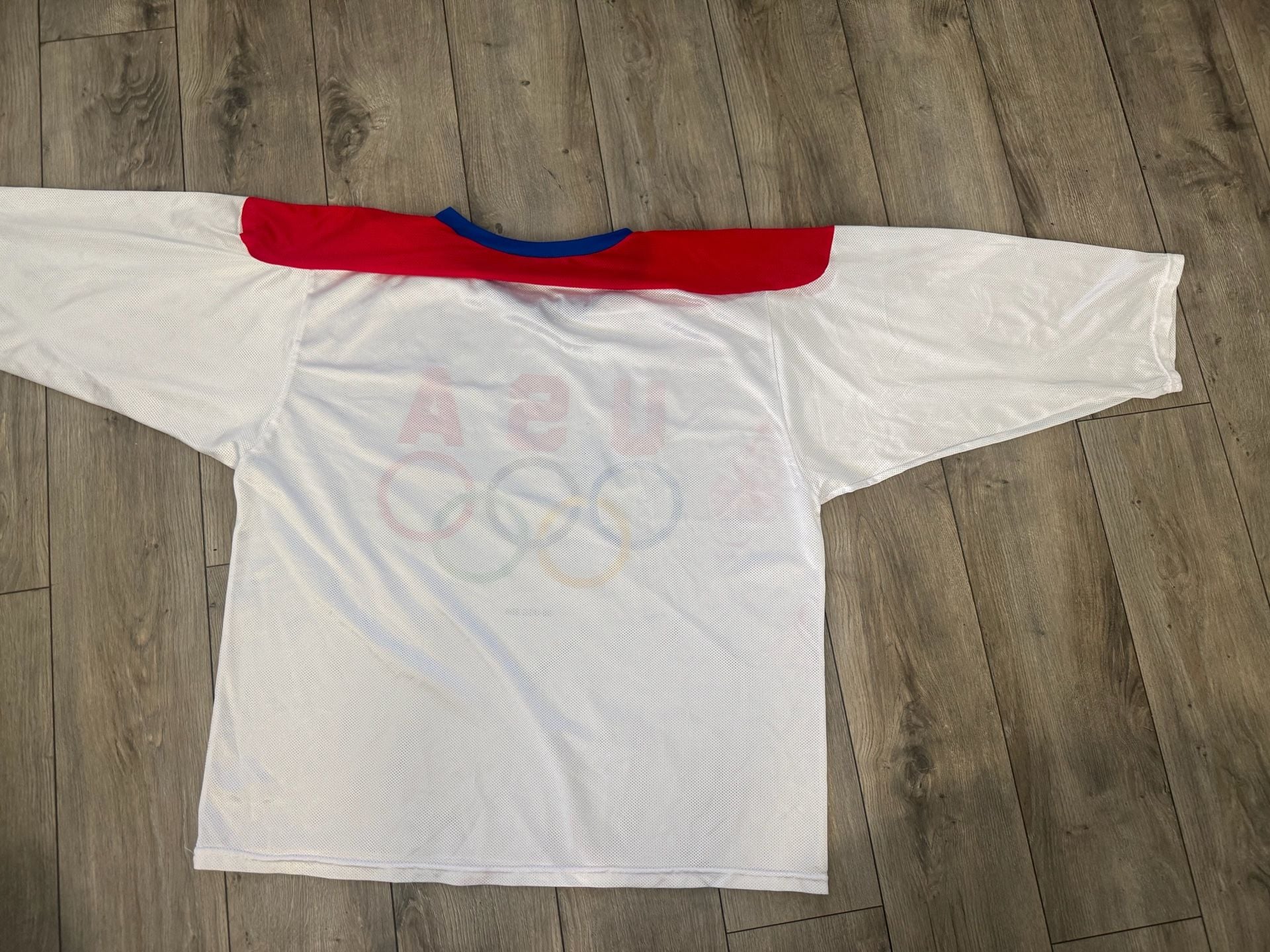 Vintage 90s USA Olympics General Mills Promo White Mesh Hockey Jersey 7