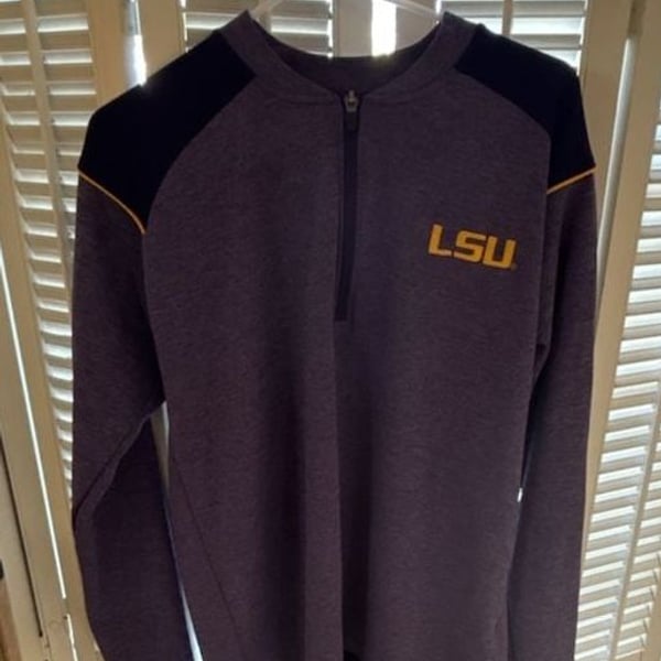 Champion Authentic Athleticwear LSU Tigers Purple Heathered Quarter-Zip Pullover