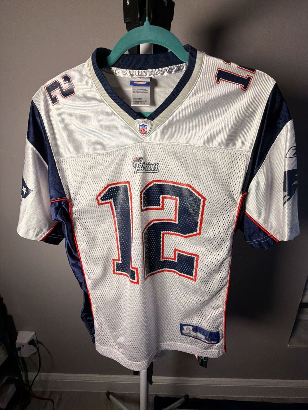 Reebok Tom Brady #12 New England Patriots White Away NFL Jersey Youth Size Large (14-16) 7