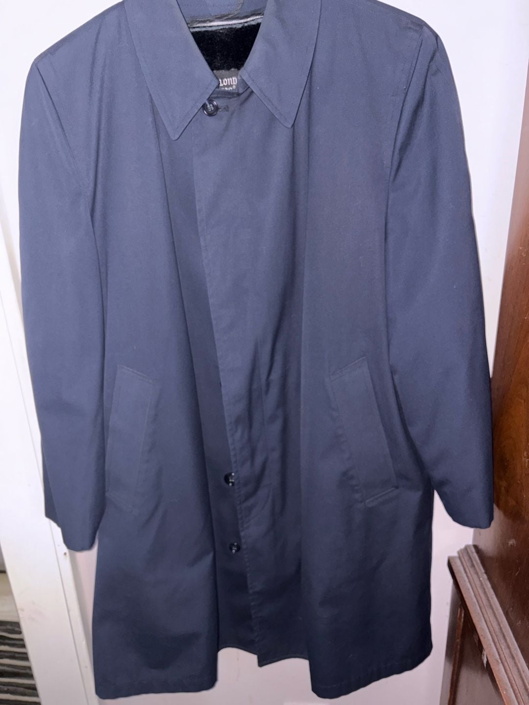London Fog Vintage Men's Navy Blue Claeth Cloth Trench Coat Size 40 Short 2