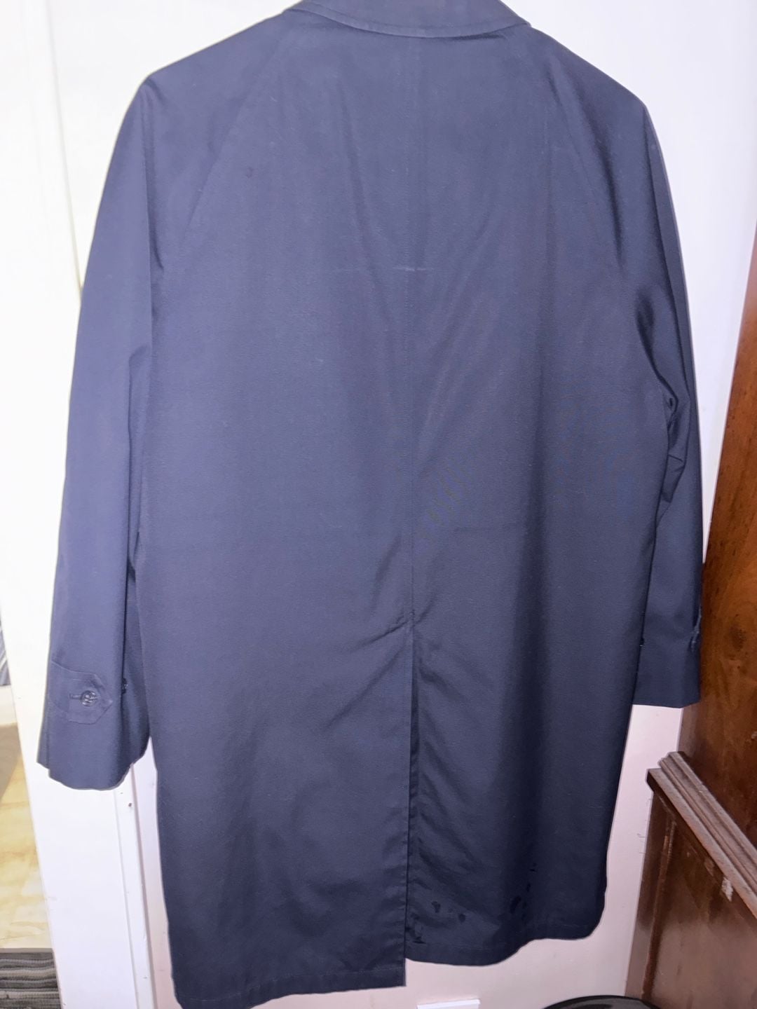 London Fog Vintage Men's Navy Blue Claeth Cloth Trench Coat Size 40 Short 7