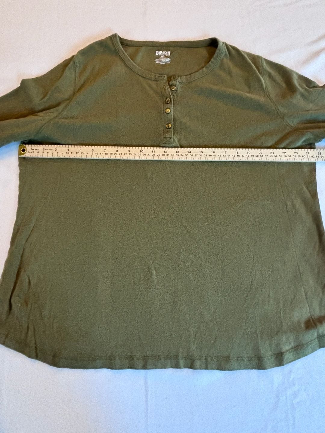Duluth Trading Co. Long Sleeve Henley Top Olive Green 2XL 4
