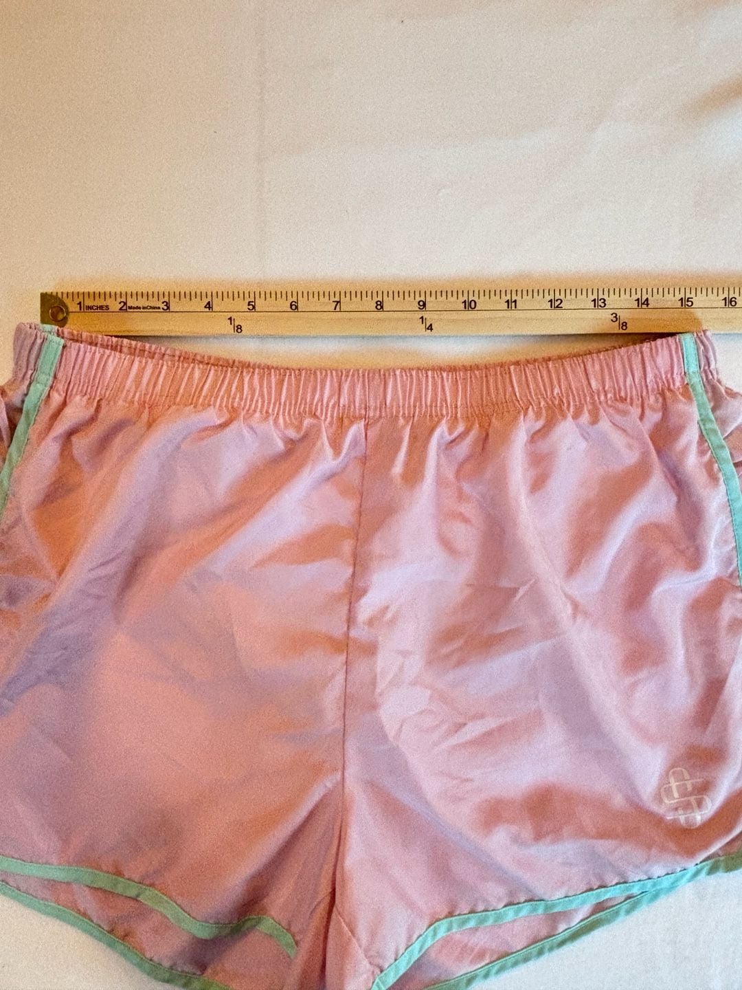 Simply Southern Pink and Mint Green Ruffle Athletic Running Shorts Size L 6