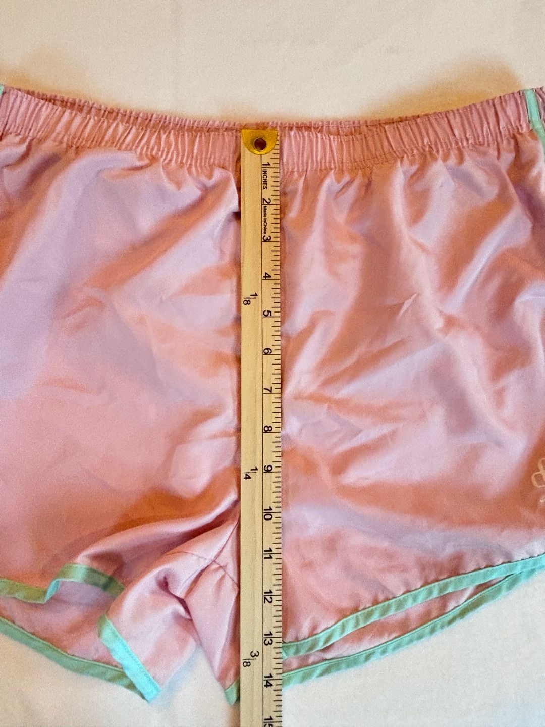 Simply Southern Pink and Mint Green Ruffle Athletic Running Shorts Size L 8