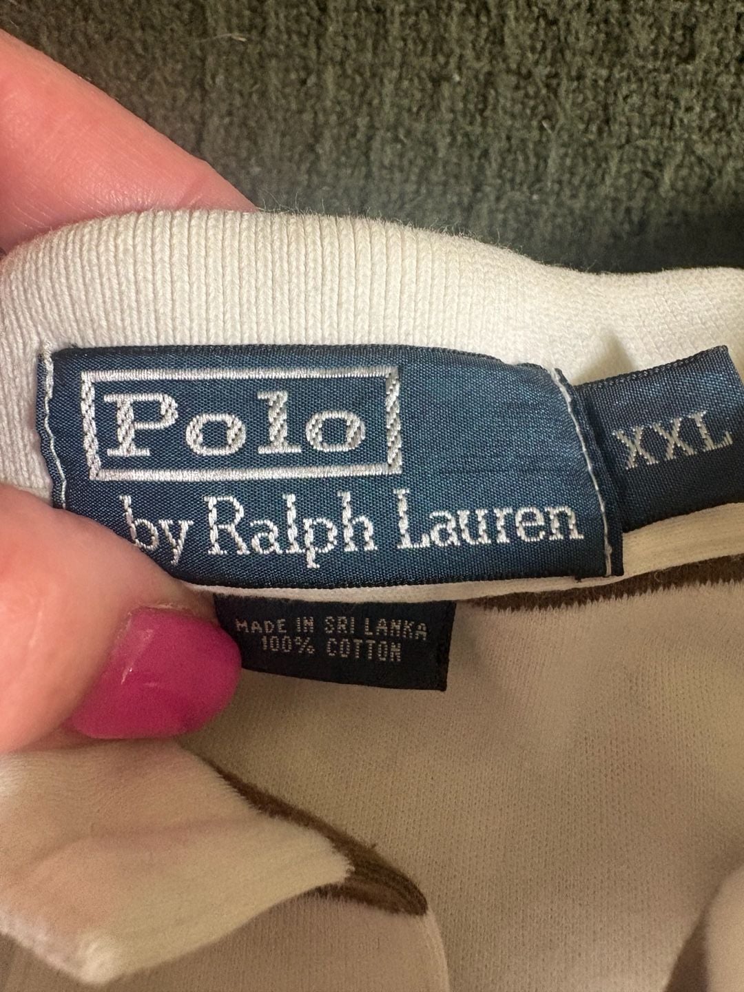Polo by Ralph Lauren Men's White and Brown Striped Short Sleeve Polo Shirt XXL 3