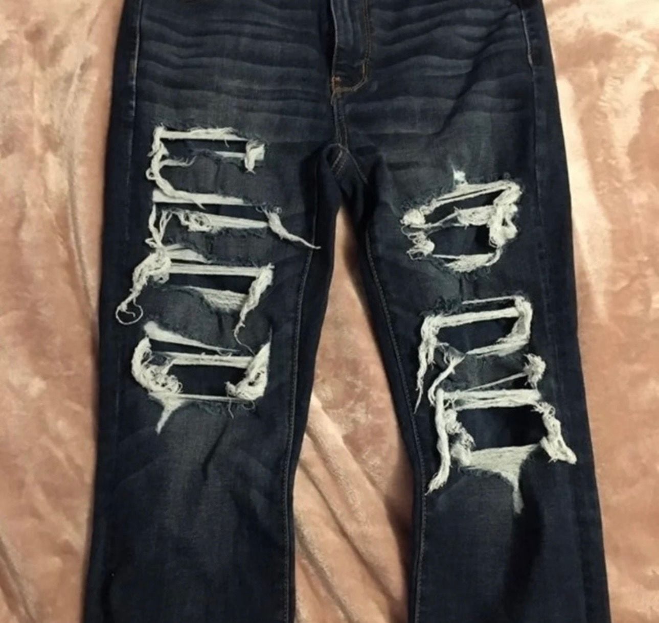 American Eagle 360 Ne(x)t Level Stretch Distressed Dark Wash Skinny Jeans 9