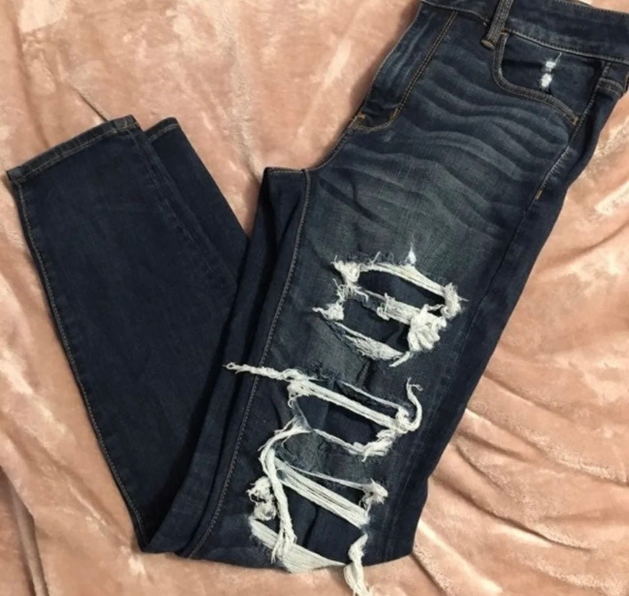 American Eagle 360 Ne(x)t Level Stretch Distressed Dark Wash Skinny Jeans 14
