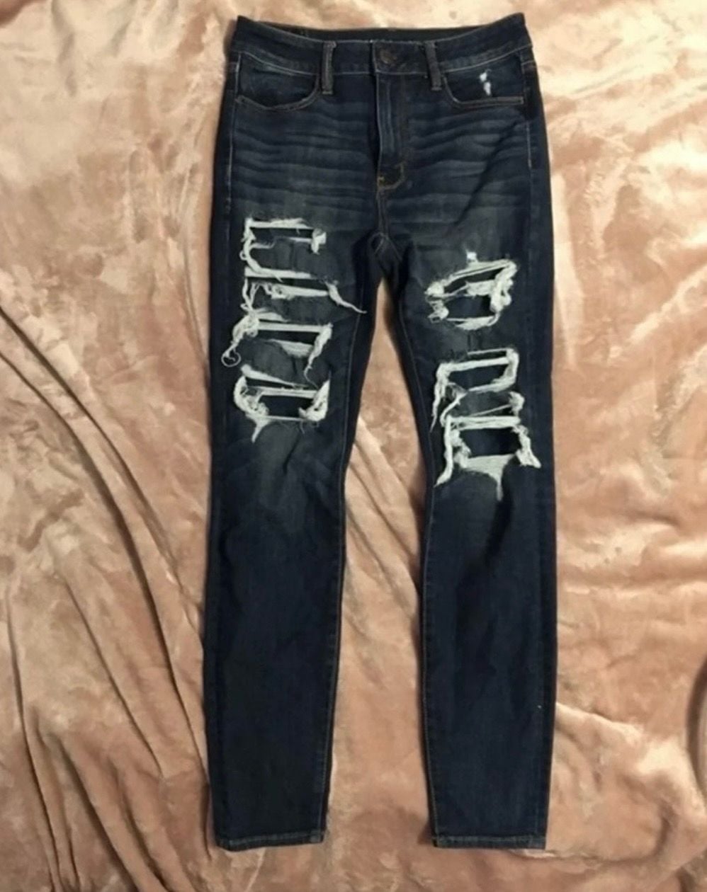 American Eagle 360 Ne(x)t Level Stretch Distressed Dark Wash Skinny Jeans 2