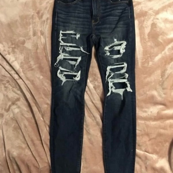 American Eagle 360 Ne(x)t Level Stretch Distressed Dark Wash Skinny Jeans