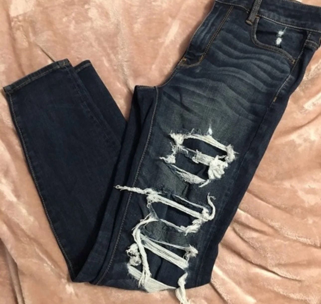 American Eagle 360 Ne(x)t Level Stretch Distressed Dark Wash Skinny Jeans 8