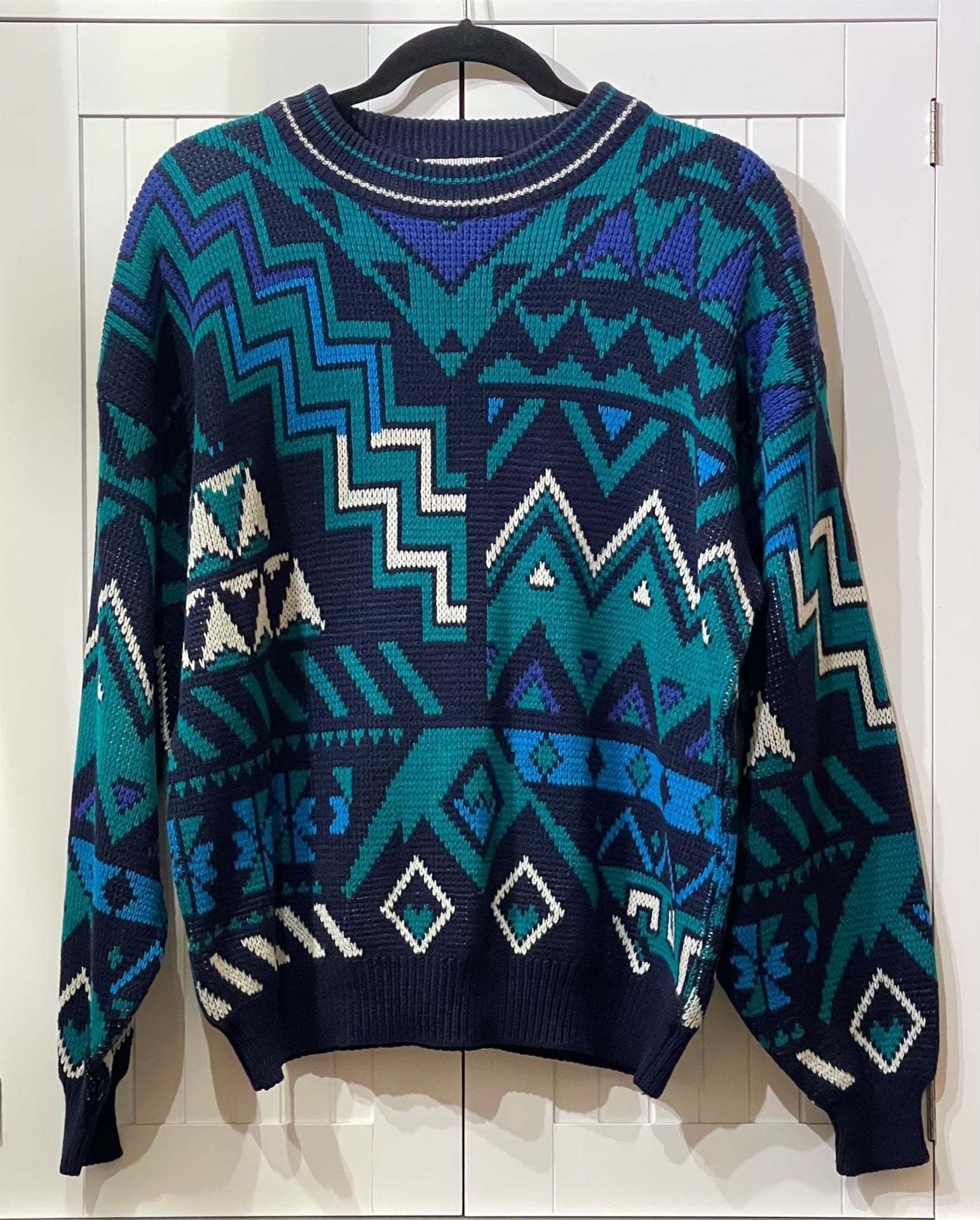 Vintage McGregor Geometric Abstract Pattern Crewneck Knit Sweater Large 2