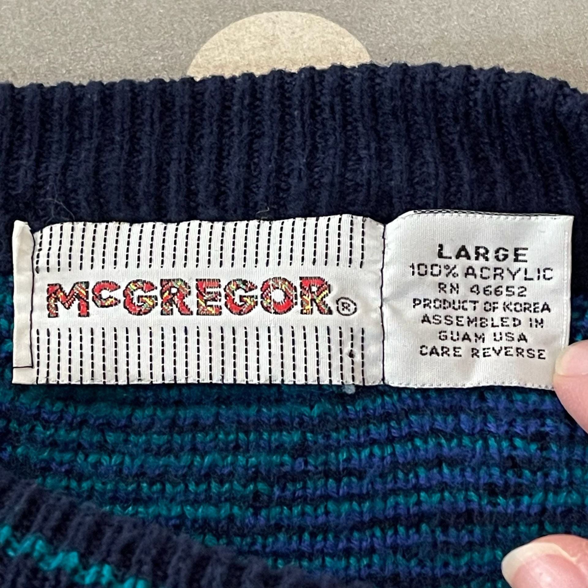 Vintage McGregor Geometric Abstract Pattern Crewneck Knit Sweater Large 3