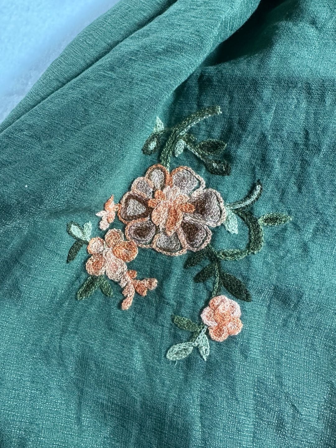 Kindred Olive Green Floral Embroidered Off-The-Shoulder Smocked Dress Size XL 3