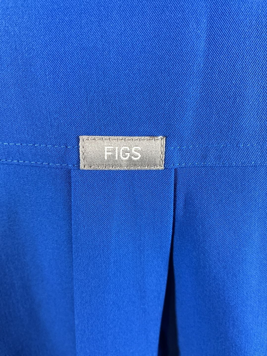 FIGS Womens Rafaela Scrub Top Blue Stretch Mandarin Collar Cap Sleeve XXL white spot on collar 8