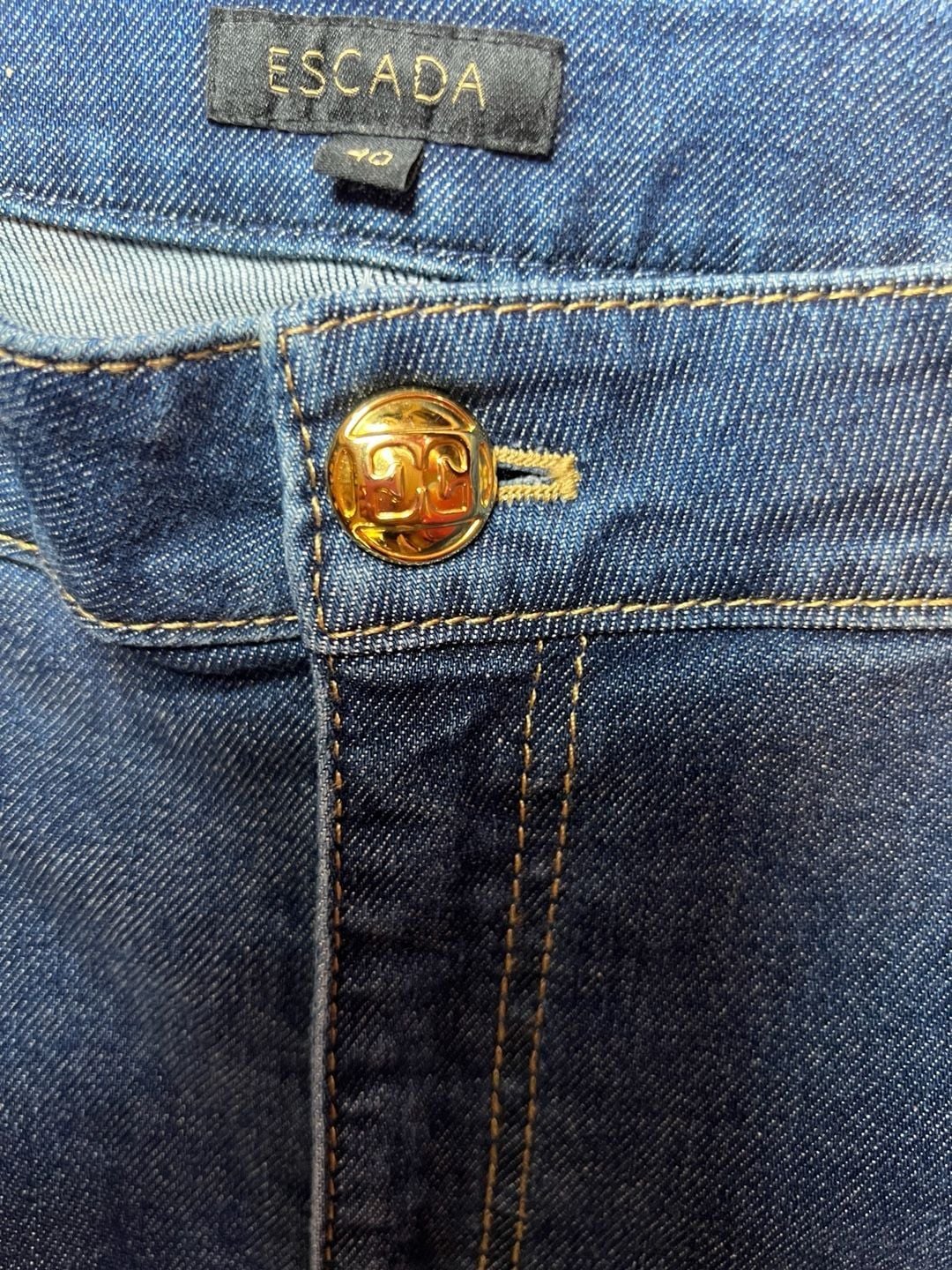 Escada Denim Jeans with Gold Embroidered Floral Vines and Sequins Size 40 6