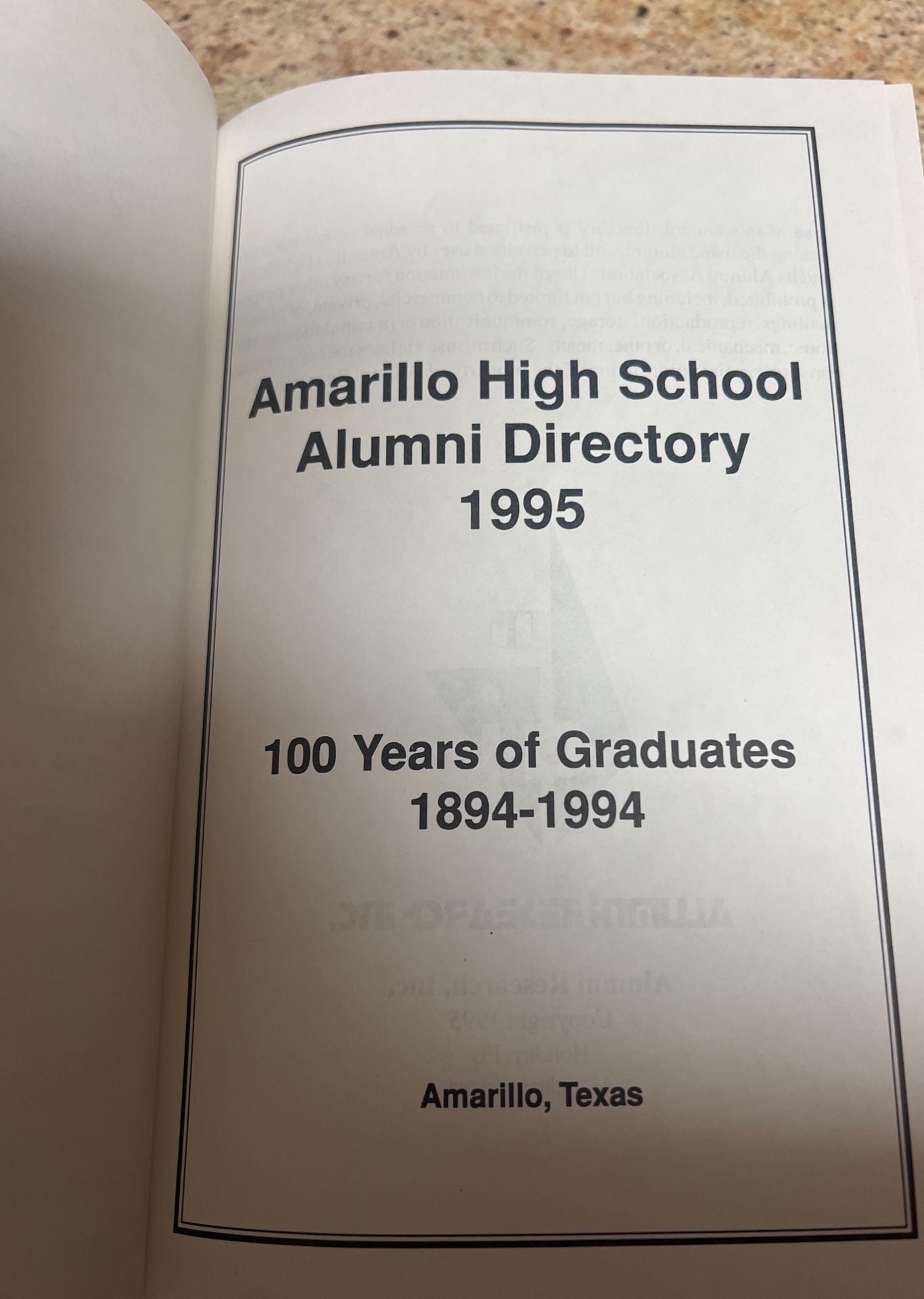 Amarillo High School Alumni Directory 1995 Hardcover Book 4