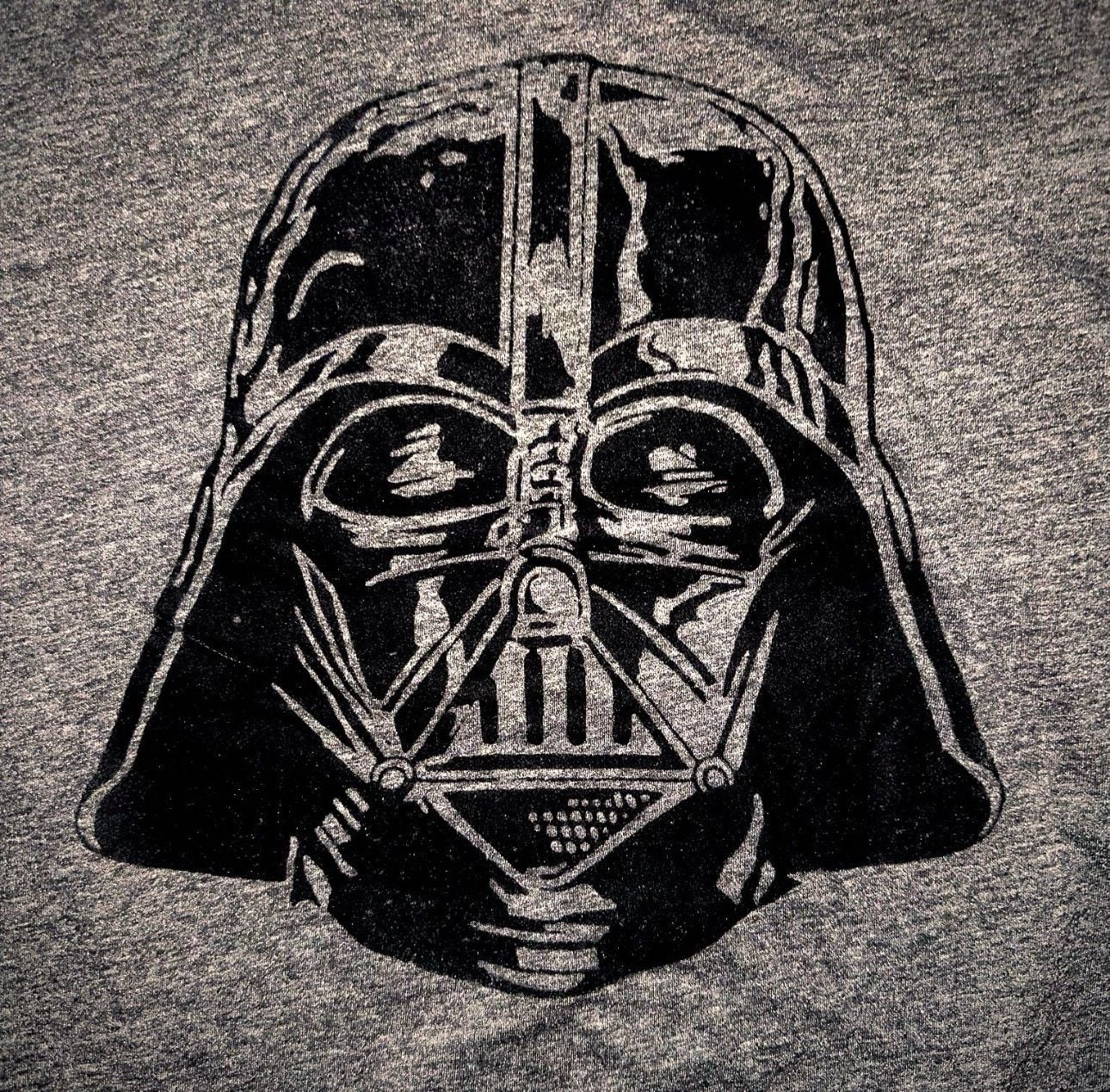 Star Wars Darth Vader Helmet Black Fux Velvet Print Heather Gray T-Shirt 2
