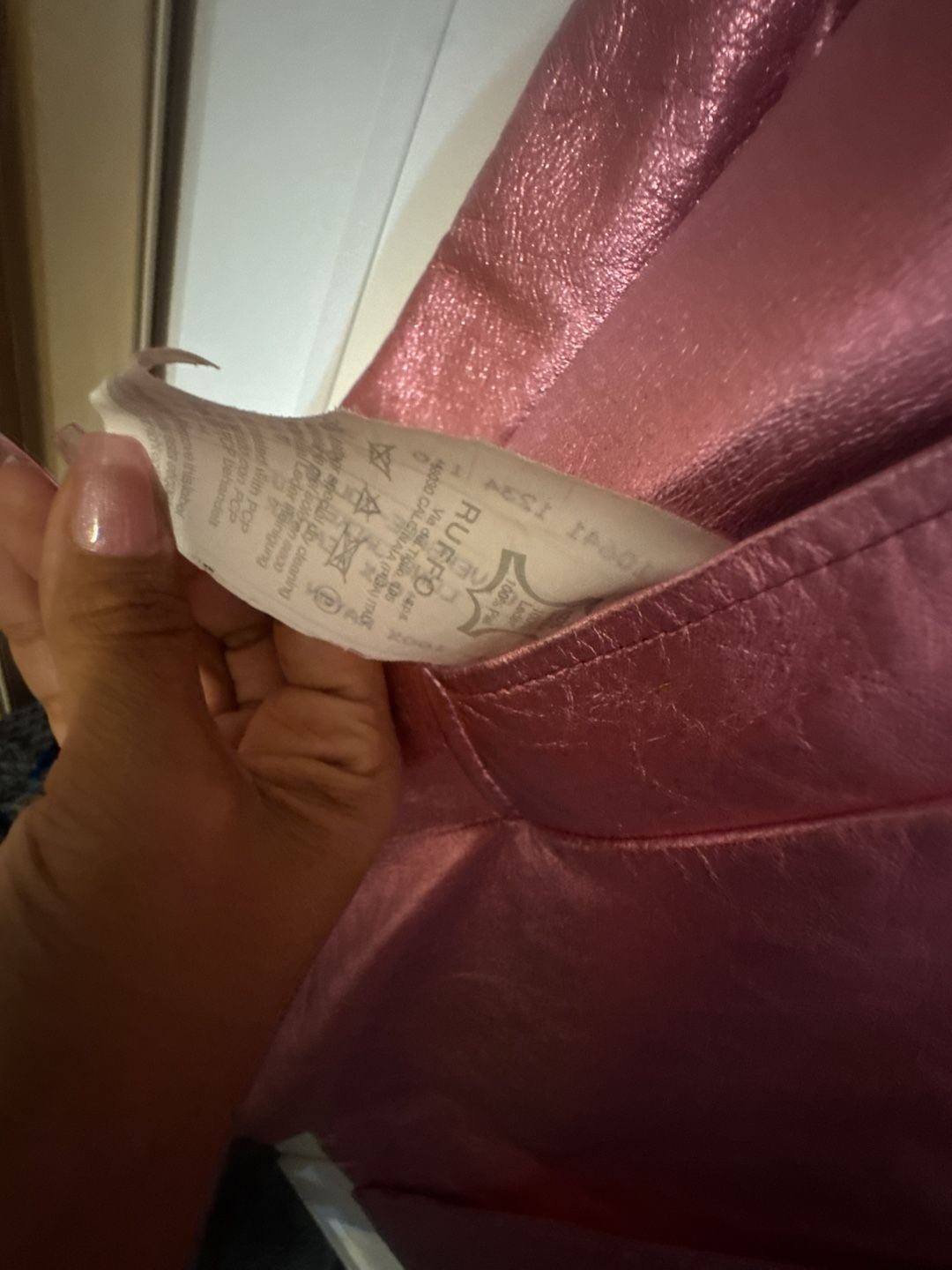 Gianni Versace Pink Metallic 100% Leather Long Coat Jacket 5
