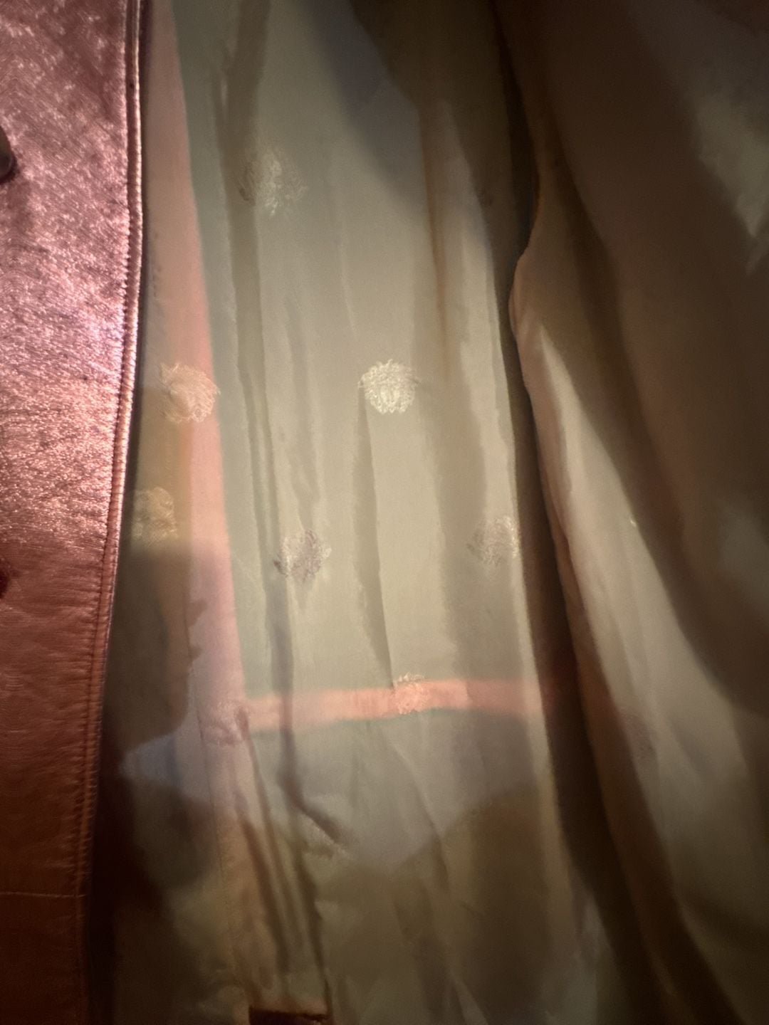 Gianni Versace Pink Metallic 100% Leather Long Coat Jacket 11