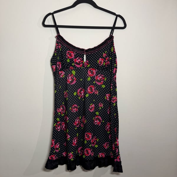 Jenni by Jennifer Moore Y2K Floral Polka Dot Slip Nightgown Dress Size M