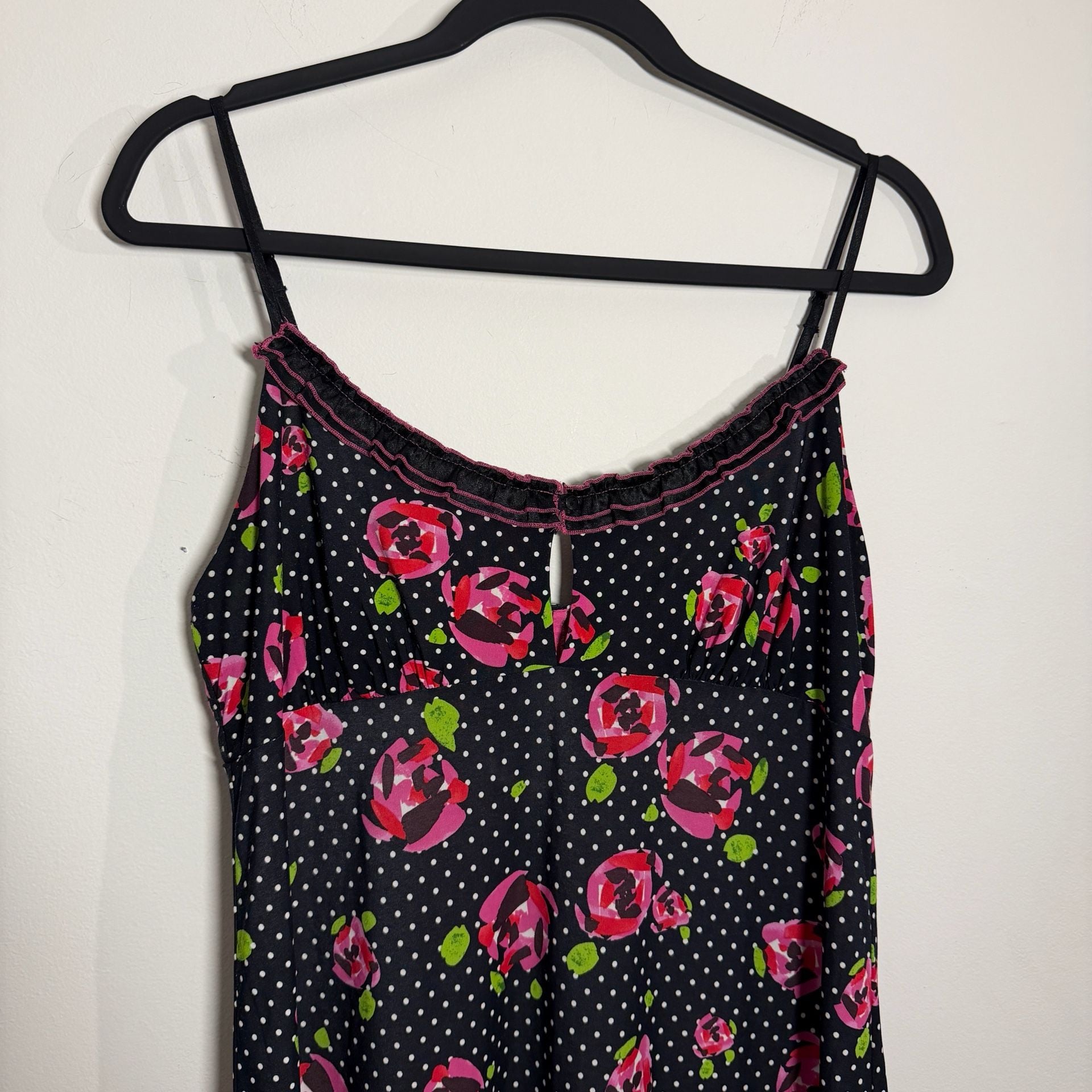 Jenni by Jennifer Moore Y2K Floral Polka Dot Slip Nightgown Dress Size M 3