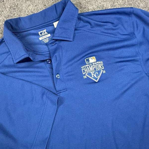 Cutter & Buck CB DryTec Kansas City Royals 2015 World Series Champions Polo Shirt XL