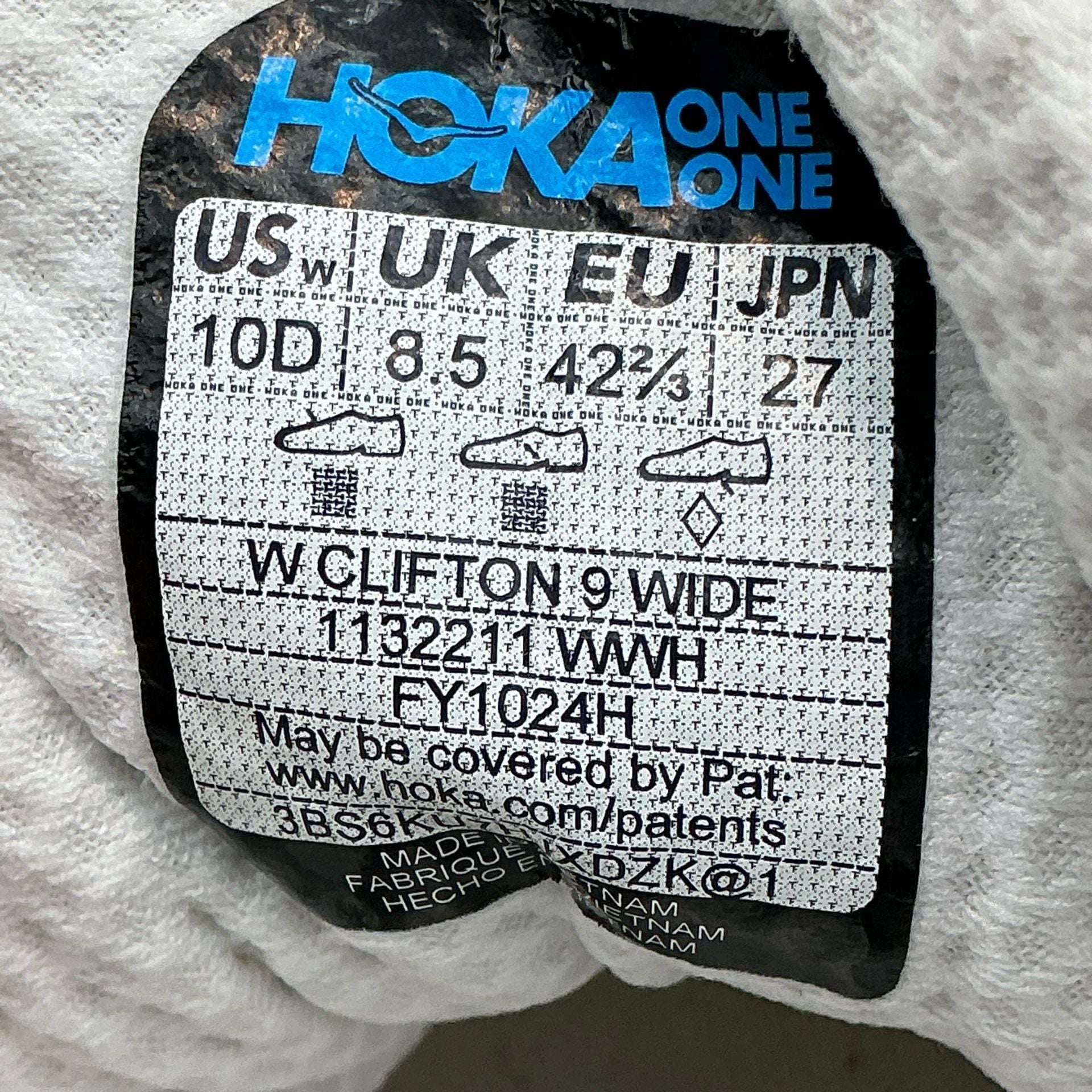 HOKA Clifton 9 Wide White Running Shoes Women's Size 10D 3