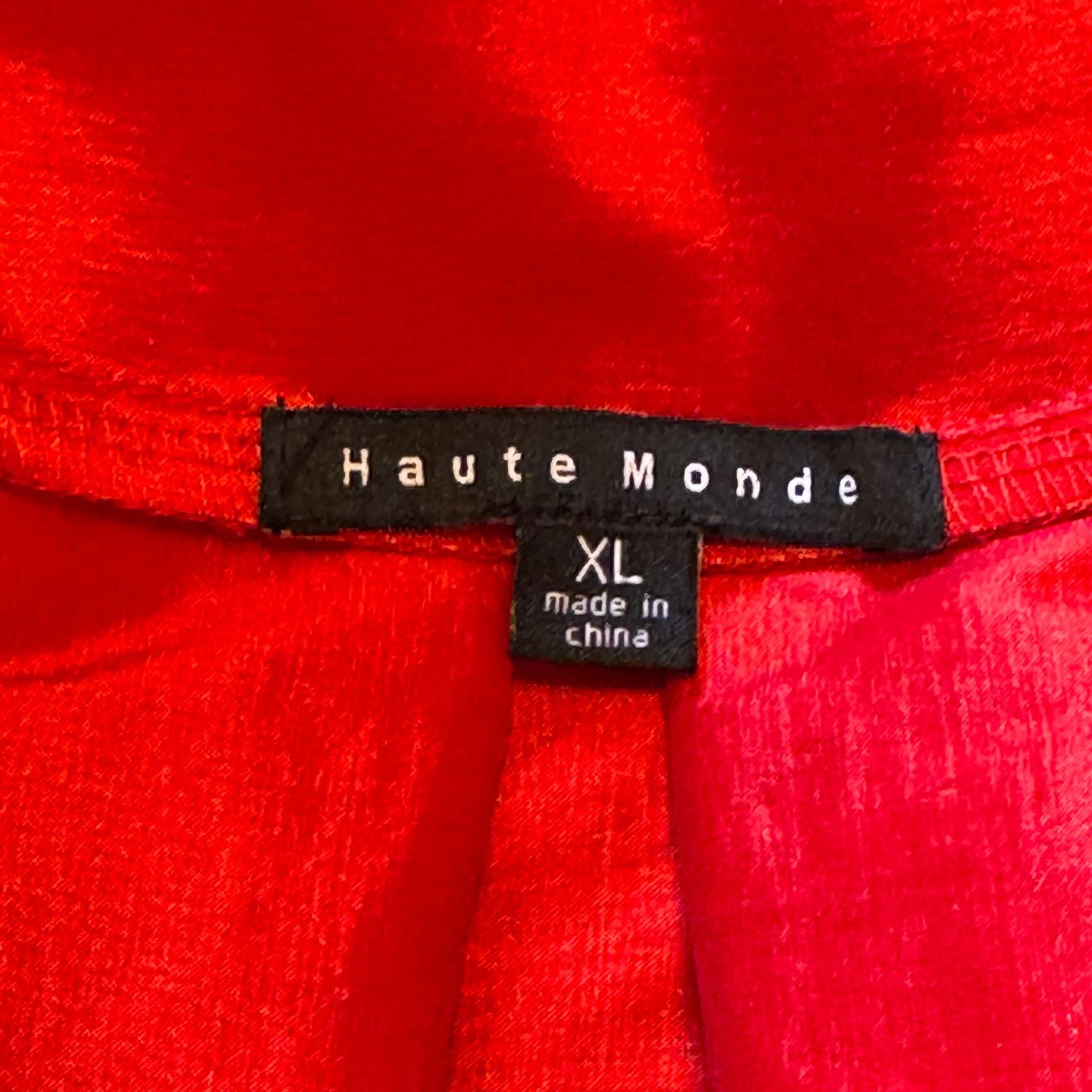 Haute Monde Women’s XL Red Satin High Low Skirt Pleated Tie Waist Holiday Party 3