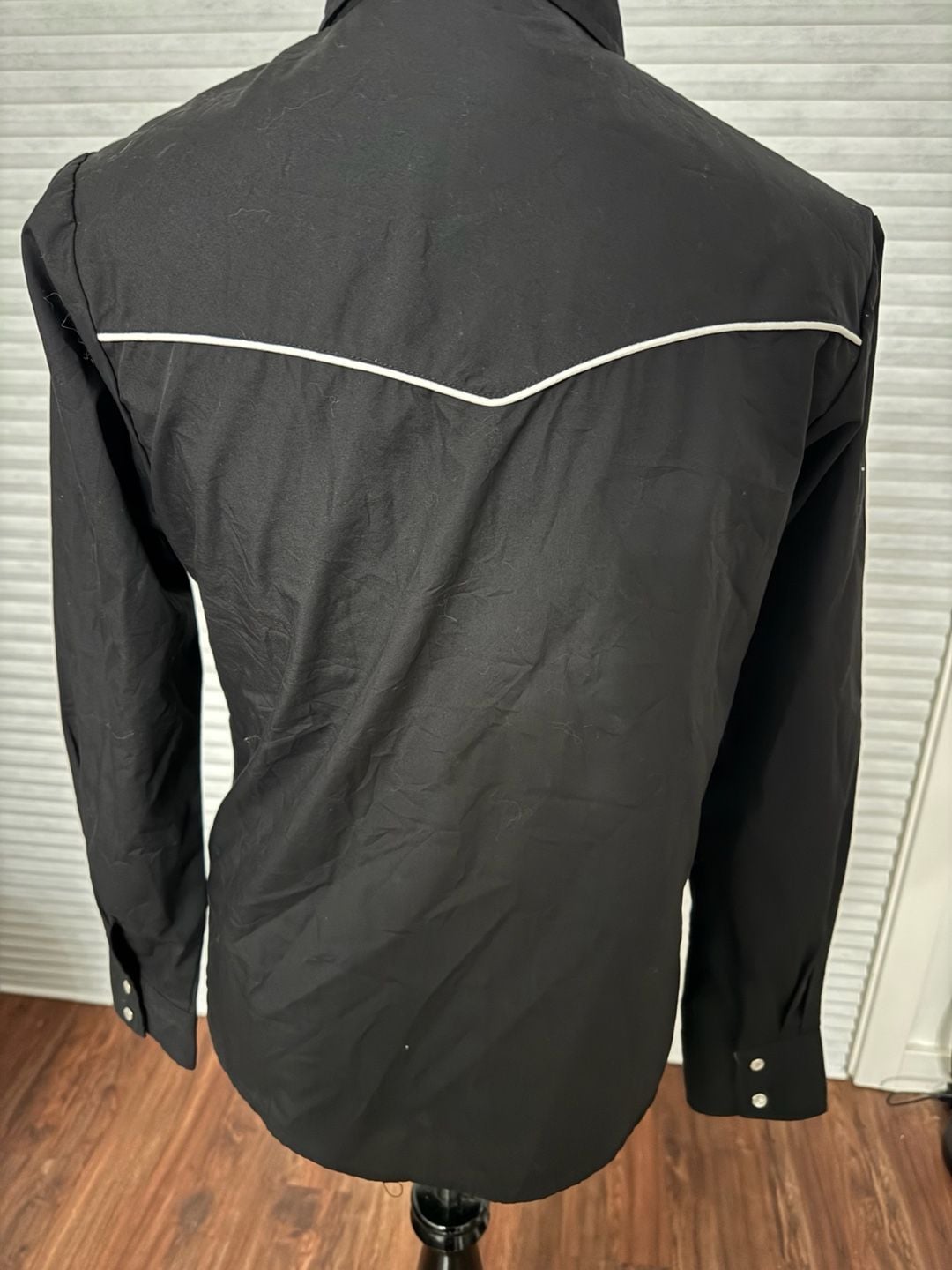 Cumberland Outfitters by Ely Black Western Pearl Snap Shirt with White Piping 4