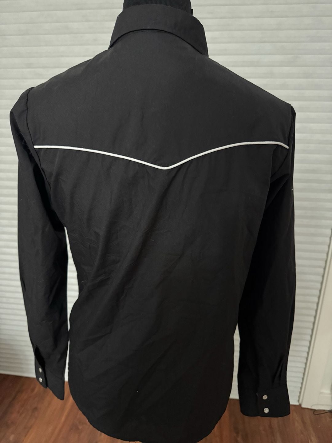 Cumberland Outfitters by Ely Black Western Pearl Snap Shirt with White Piping 5