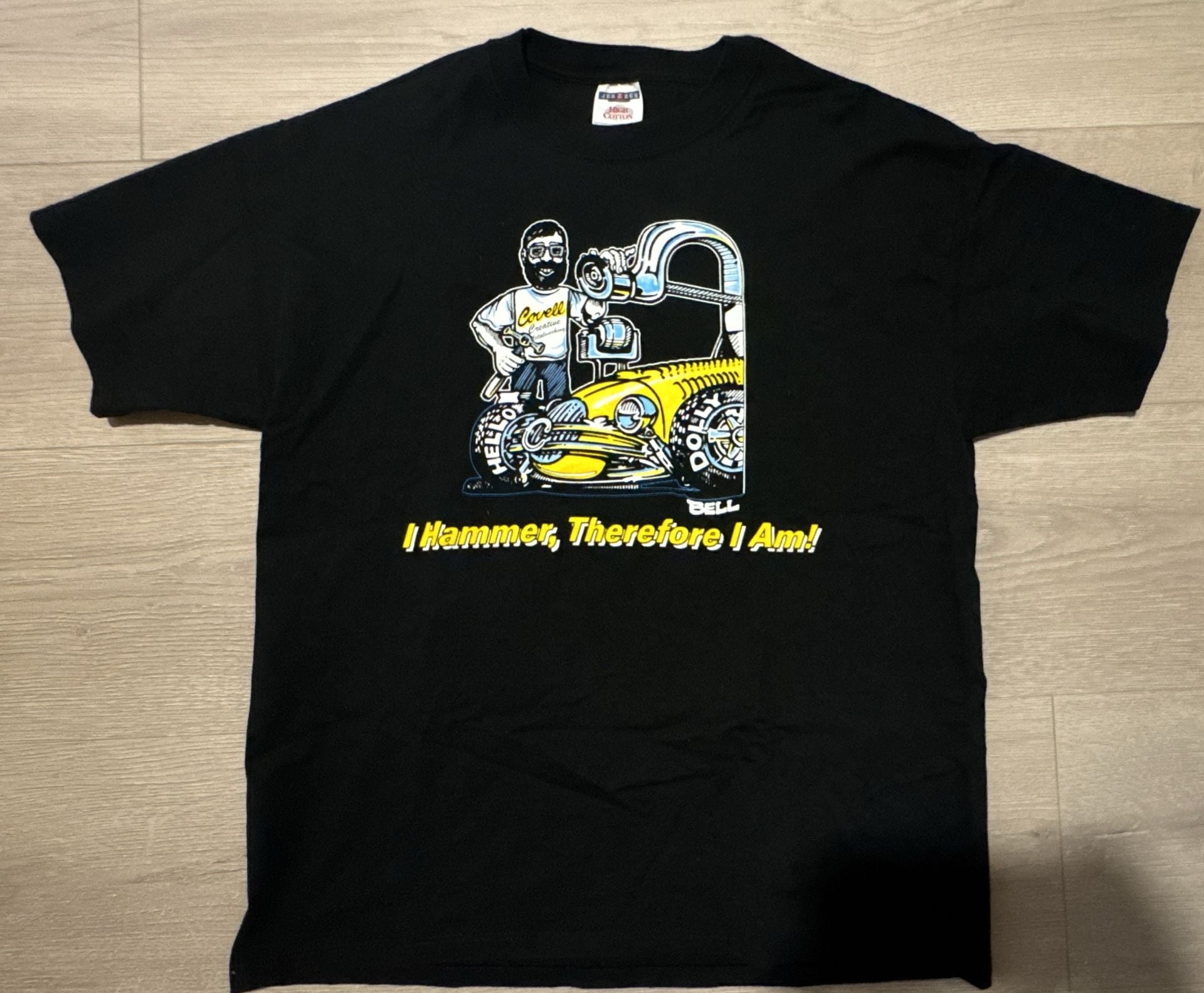 Jerzees High Cotton Vintage Covell Creative Metalworking I Hammer Therefore I Am Hot Rod T-Shirt Black L 2