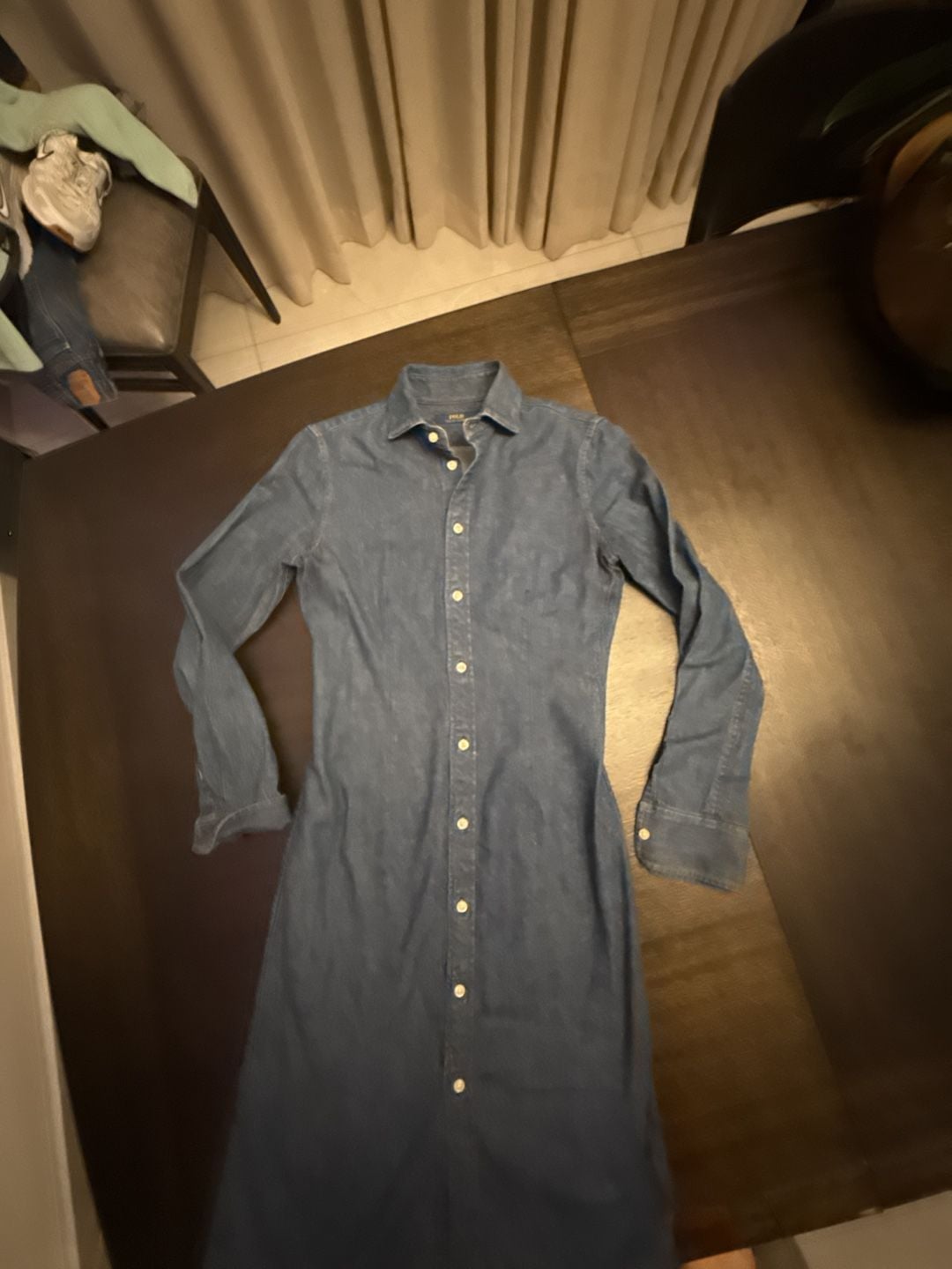 Polo Ralph Lauren Women's Long Sleeve Denim Midi Shirt Dress Size 2 4