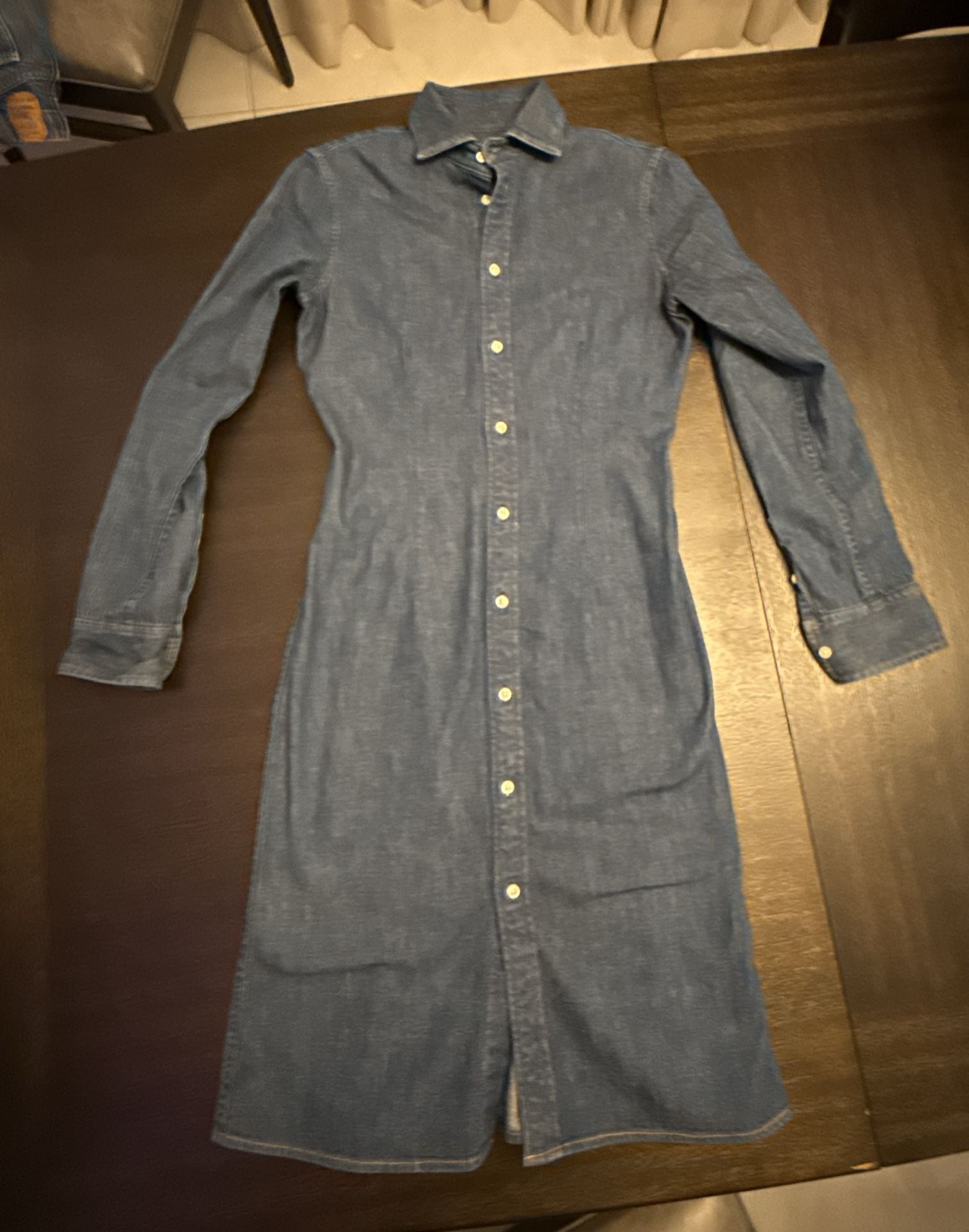 Polo Ralph Lauren Women's Long Sleeve Denim Midi Shirt Dress Size 2 10
