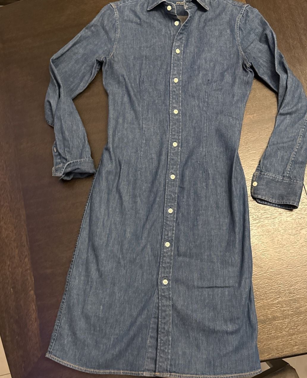 Polo Ralph Lauren Women's Long Sleeve Denim Midi Shirt Dress Size 2 3