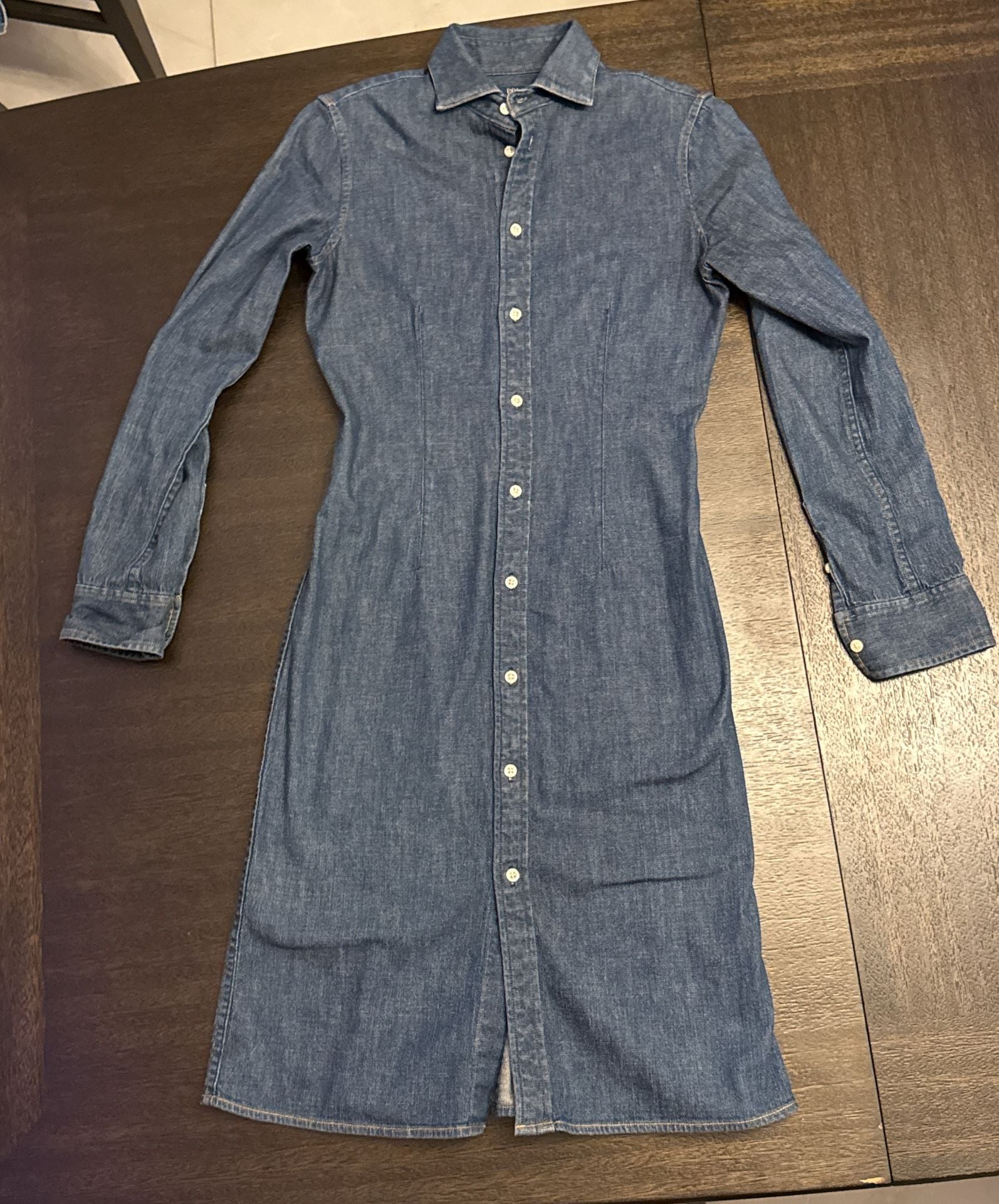 Polo Ralph Lauren Women's Long Sleeve Denim Midi Shirt Dress Size 2 2