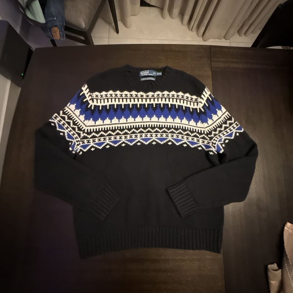 Polo Ralph Lauren Fair Isle Cotton Cashmere Angora Knit Sweater XL