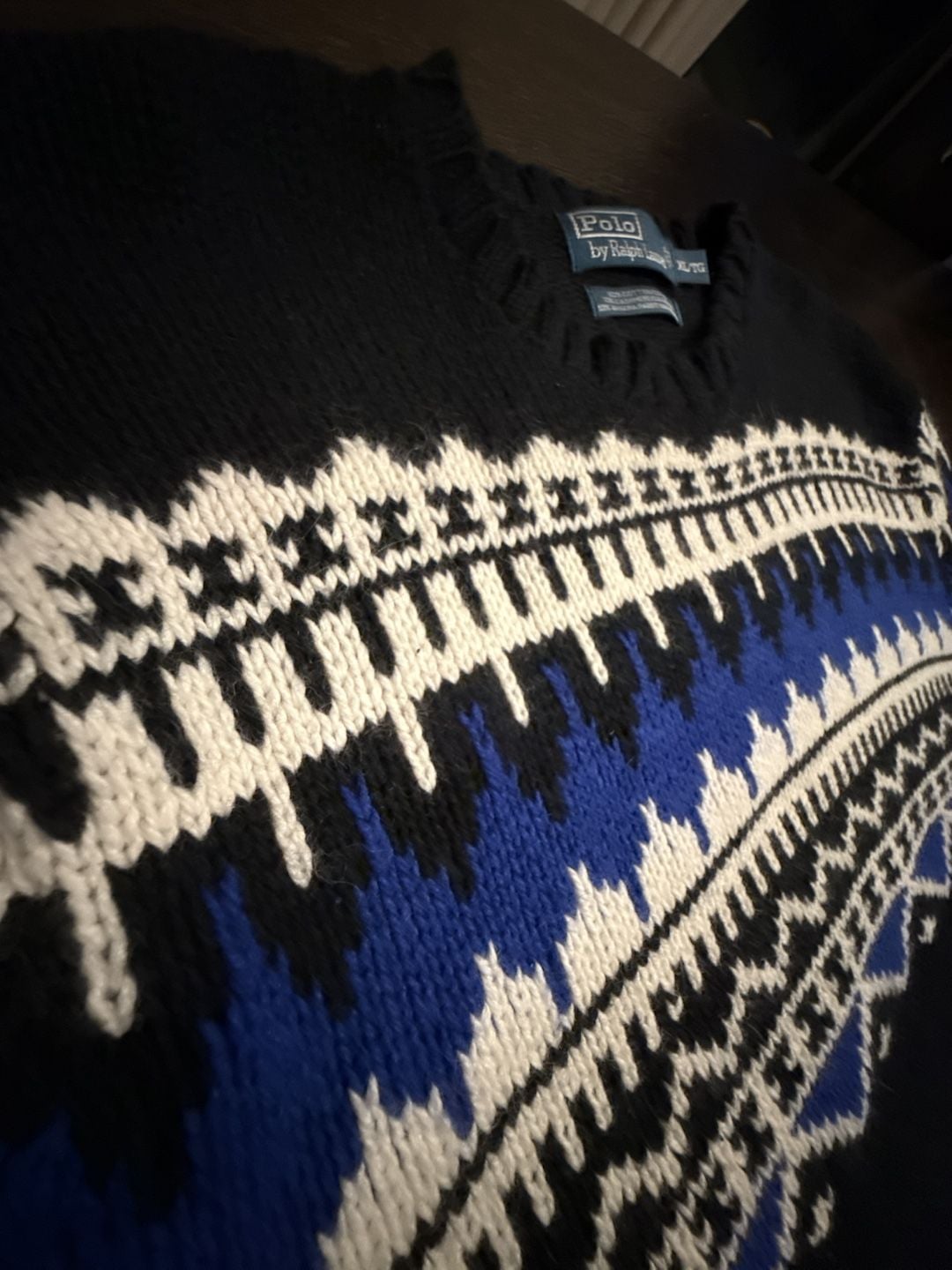 Polo Ralph Lauren Fair Isle Cotton Cashmere Angora Knit Sweater XL 6