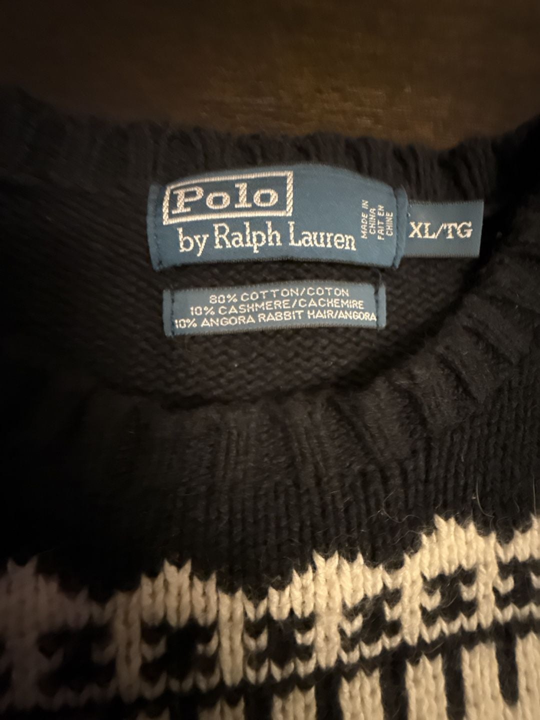 Polo Ralph Lauren Fair Isle Cotton Cashmere Angora Knit Sweater XL 9
