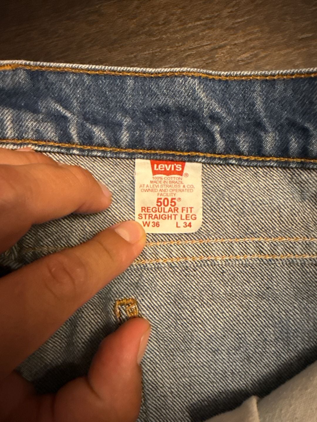 Levi's 505 Regular Fit Straight Leg Jeans 36x34 Blue Denim orange tag vintage 7