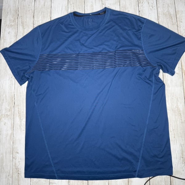 MSX by Michael Strahan Blue Short Sleeve Striped Athletic Training T-Shirt
