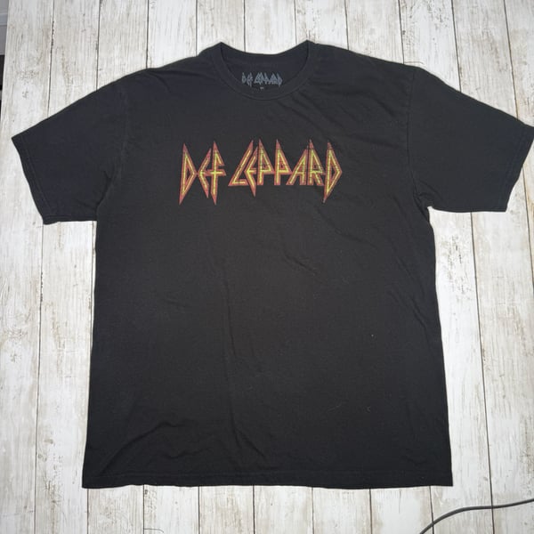 Def Leppard Classic Logo Rock Band Black Graphic T-Shirt XL