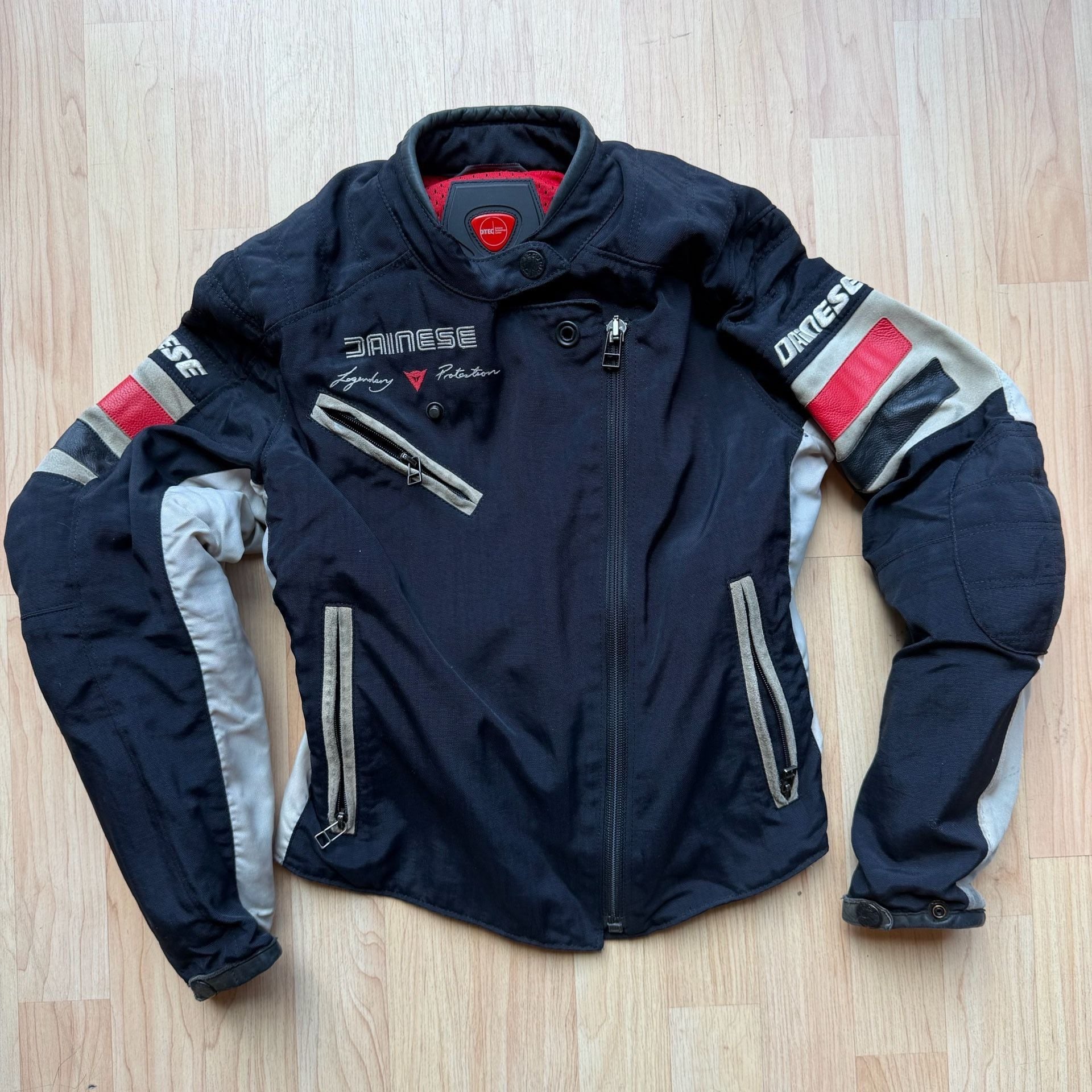 Dainese Y2K Vintage Motorcycle Jacket Black White Red Leather Italian EU 40 11