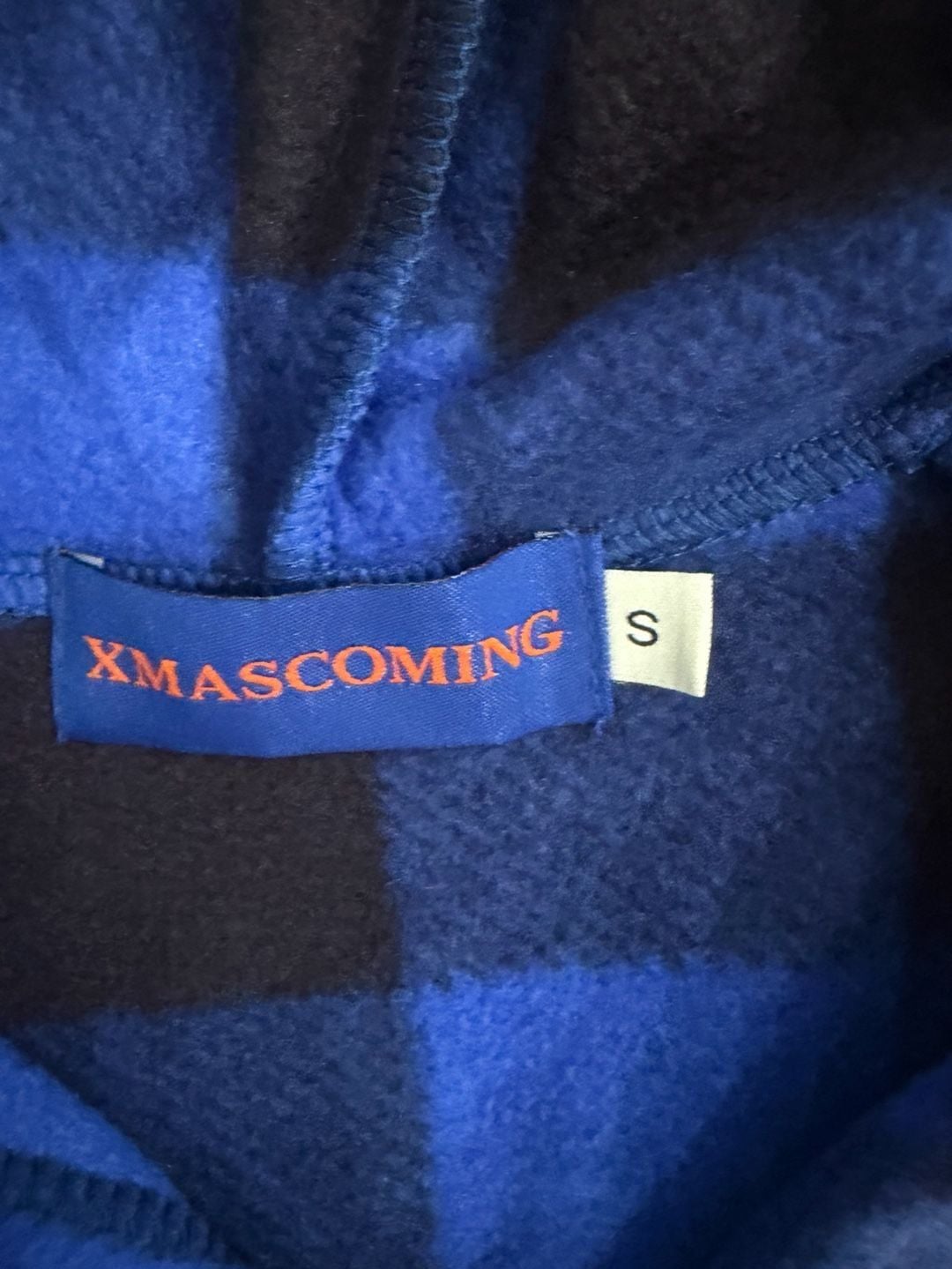 Xmascoming Unisex Blue and Black Buffalo Plaid Fleece Hooded 1sie Pajamas Size S 5