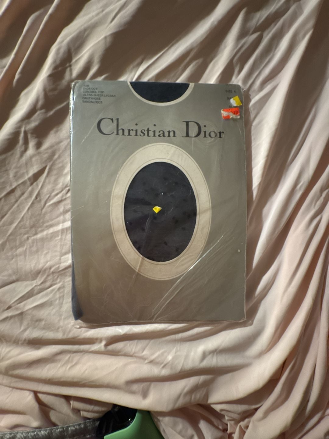 Christian Dior Vintage Dior Dot Ultra Sheer Control Top Pantyhose Size 4 Navy 1