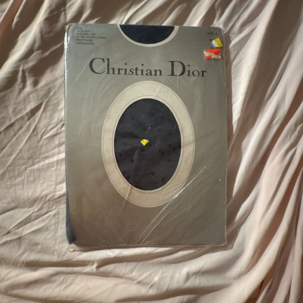 Christian Dior Vintage Dior Dot Ultra Sheer Control Top Pantyhose Size 4 Navy