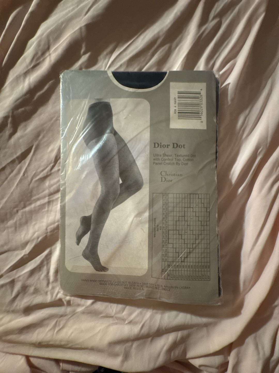 Christian Dior Vintage Dior Dot Ultra Sheer Control Top Pantyhose Size 4 Navy 2